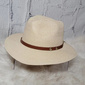 LARGE Beach Straw Summer Hat Wide Brim Floppy Boho Sun with Adjustable‎ Tie Tan